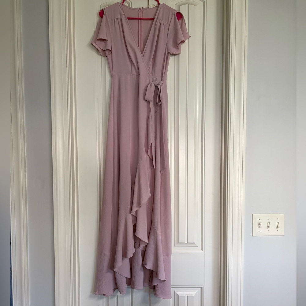 Altar'd State Mauve Wrap Maxi with Ruffle Detail